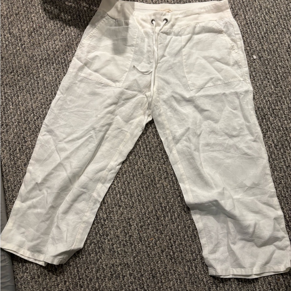 Eileen Fisher M White linen Cropped Pants